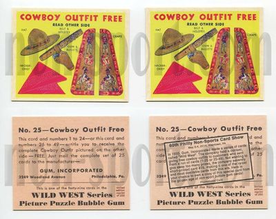 Wild West #25 Cowboy Outfit Card R172 Gum Inc. + P